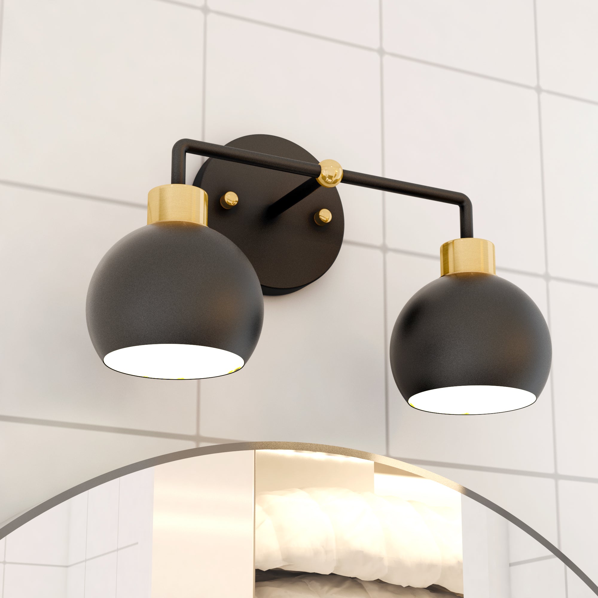 Hannes 2-Light Dome Vanity Sconce (Black)