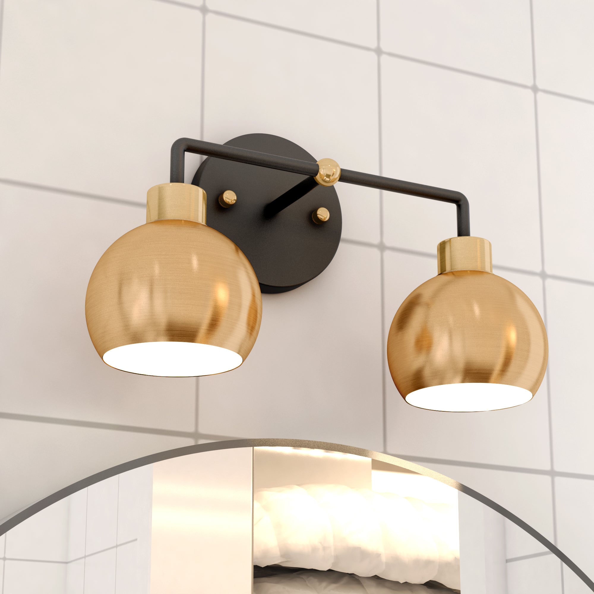 Hannes 2-Light Dome Vanity Sconce (Brushed Brass)