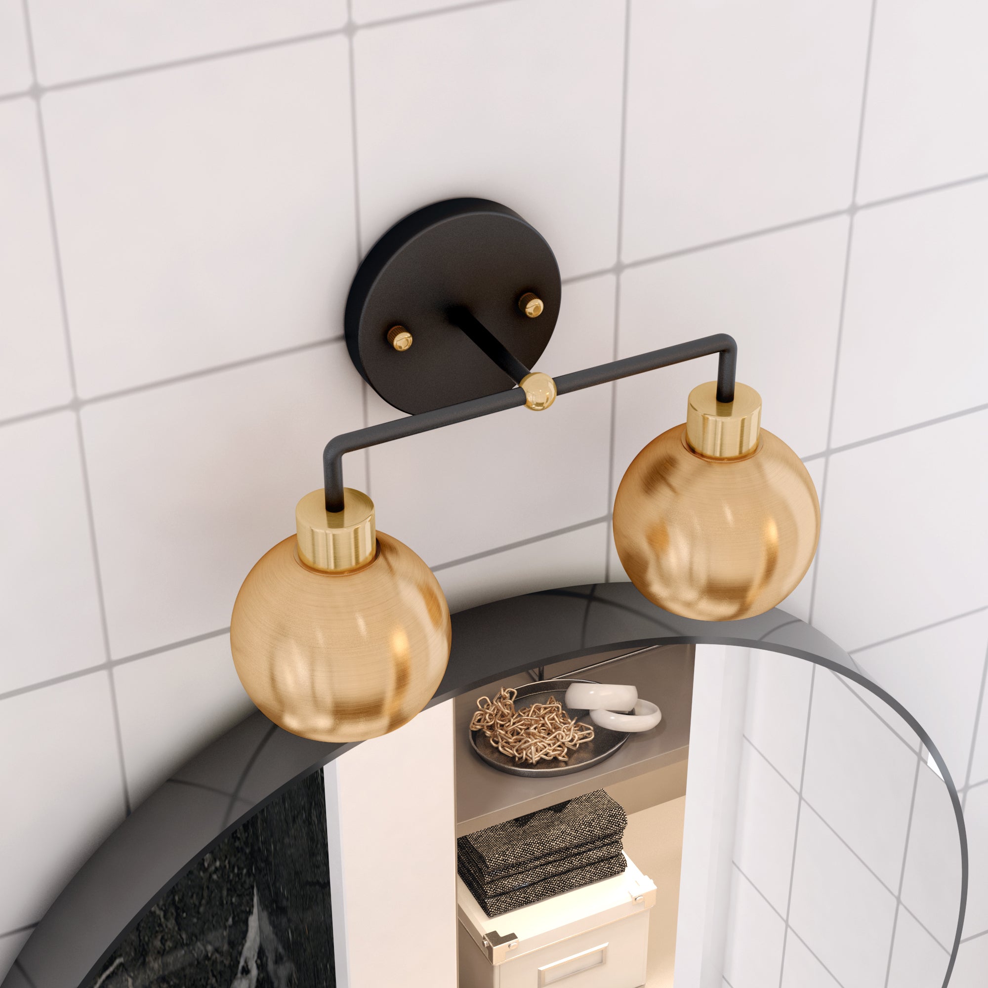 Hannes 2-Light Dome Vanity Sconce (Brushed Brass)