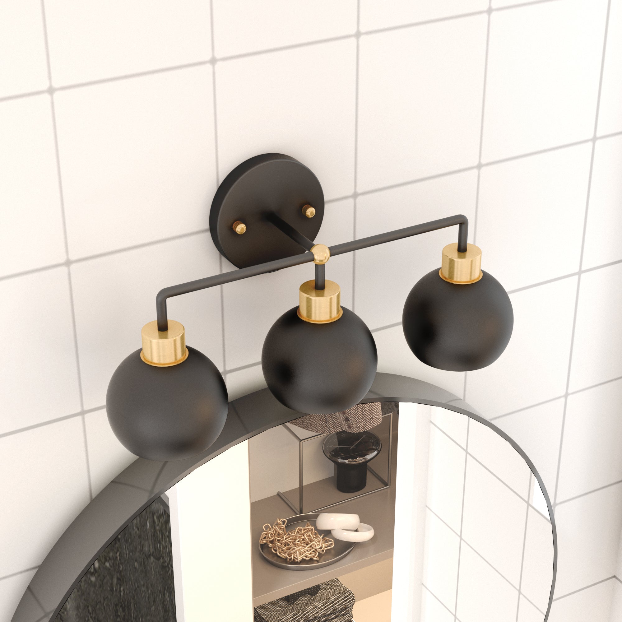 Hannes 3-Light Dome Vanity Sconce (Black)