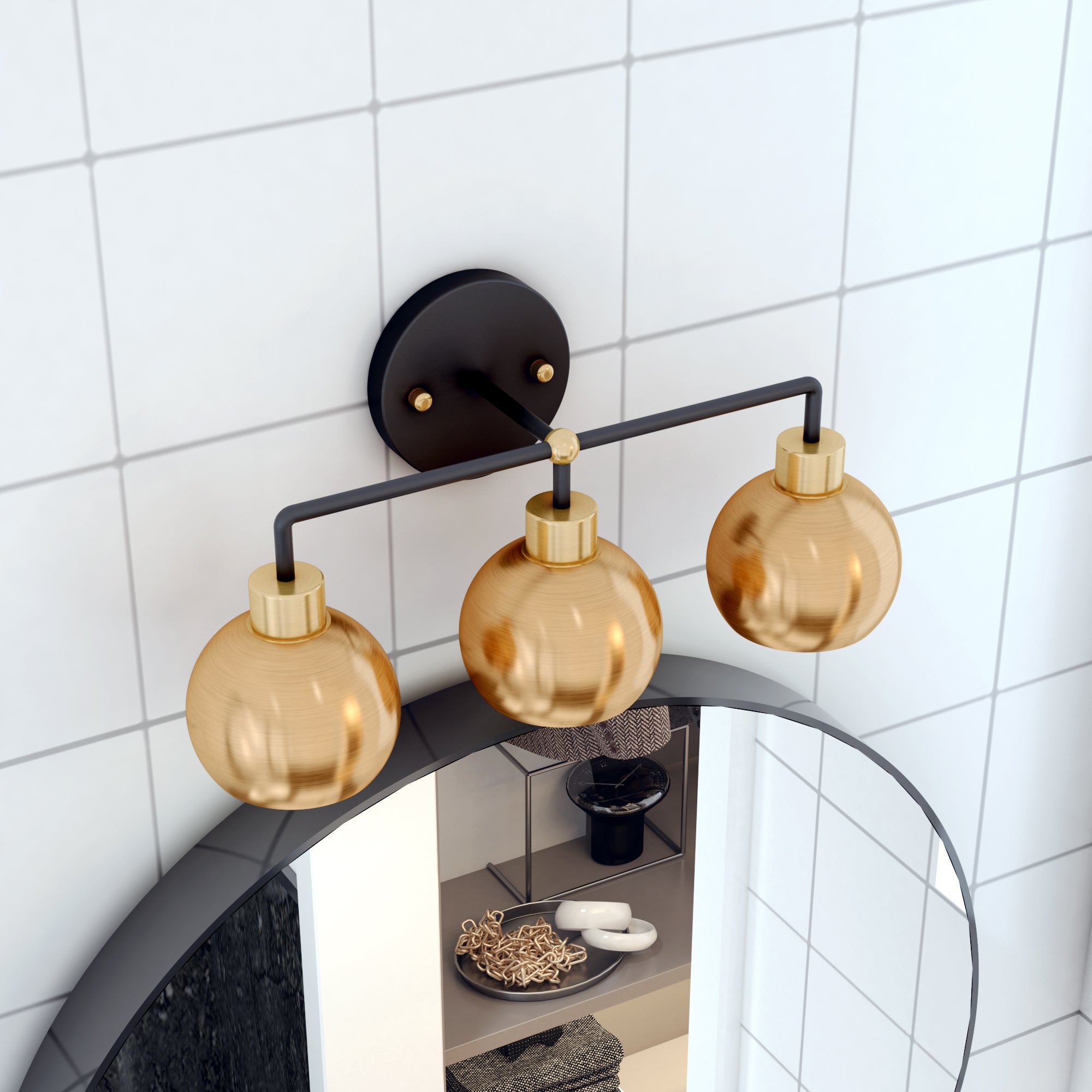 Hannes 3-Light Dome Vanity Sconce (Brushed Brass)