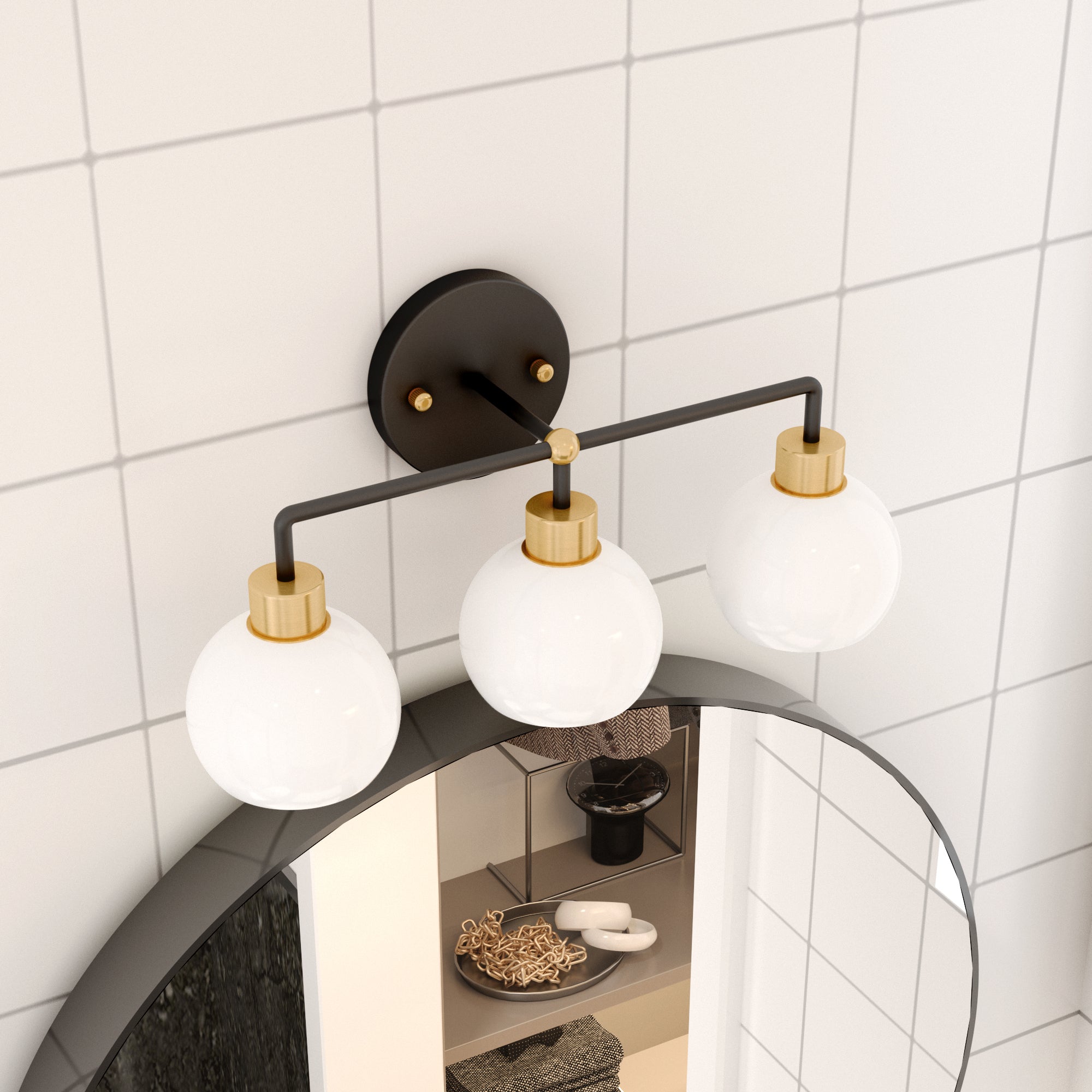 Hannes 3-Light Dome Vanity Sconce (White)